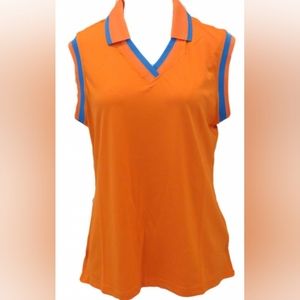 HEAD Ladies Blake Sleeveless V-Neck Golf Shirts Blue & Orange Size Large